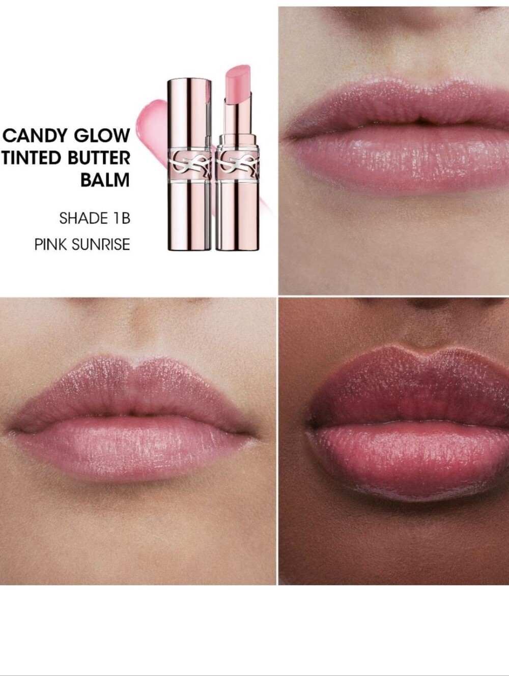 YSL Candy Glow Sheer Shine Color & Care Lip Balm: Pink Sunrise (1B), .04oz, NIB - Picture 2 of 7